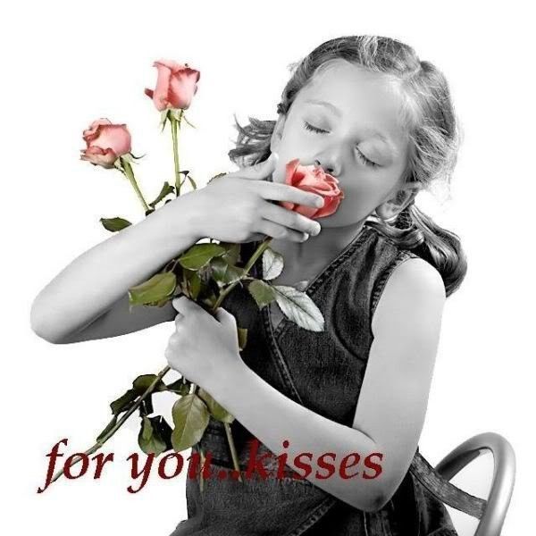 Une enfant,Rose § Bisous - belle image. Amitiés . 