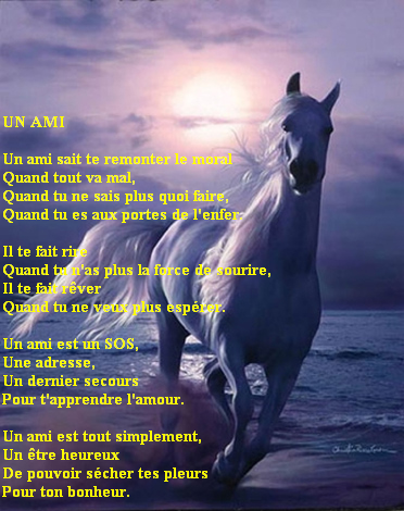Un cheval,Paysage § Belle poésie - L'amitié .